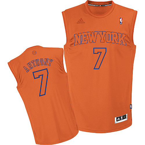  NBA New York Knicks 7 Carmelo Anthony Big Color Fashion Swingman Christmas Day Orange Jersey
